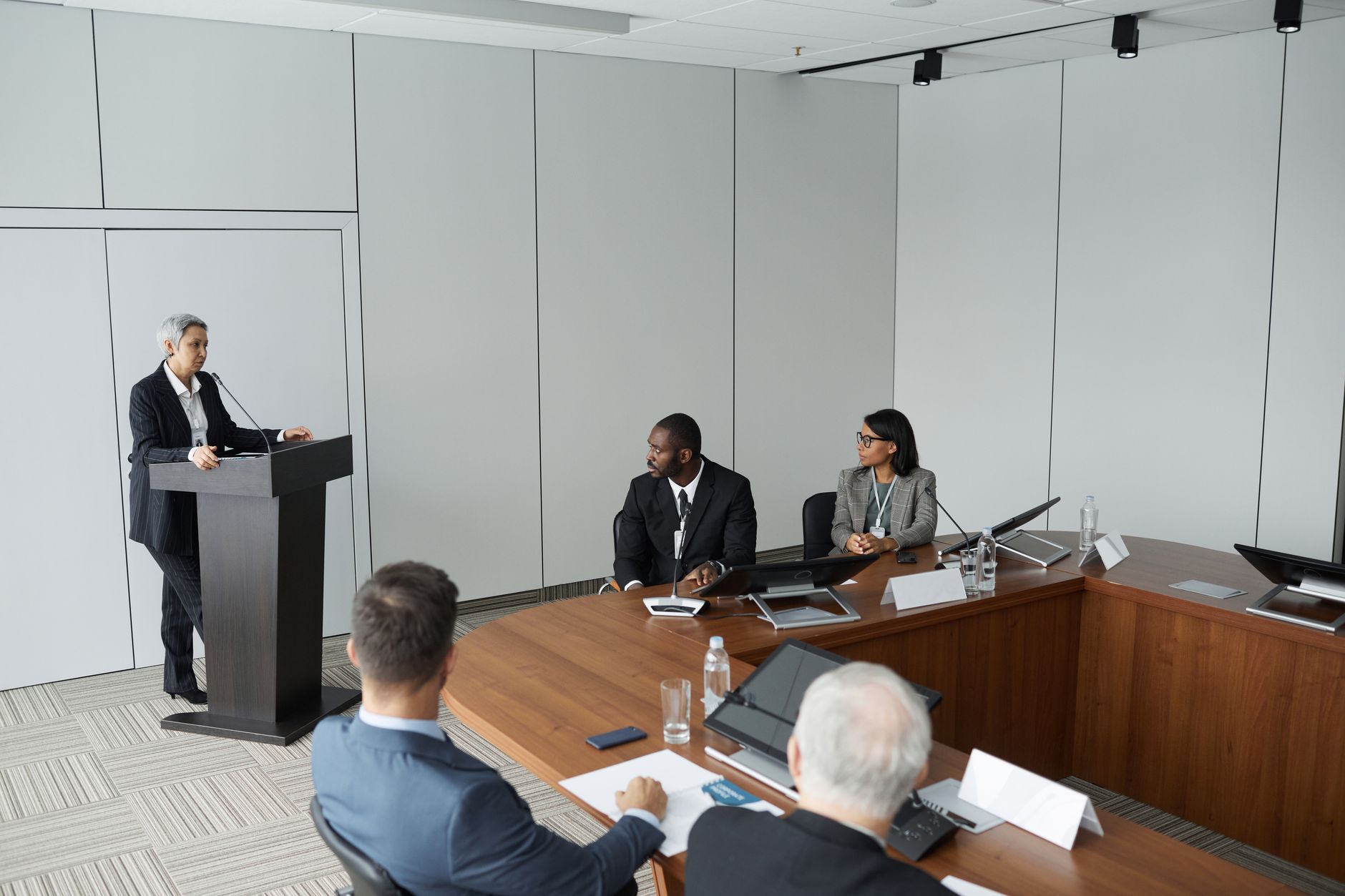 Professional corporate recording meeting room